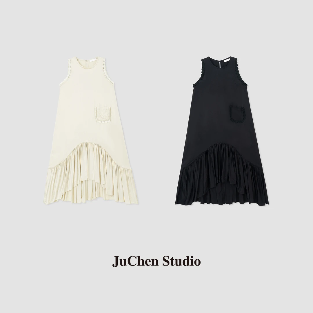 定织花边氛围感穿搭背心连衣裙 23051017