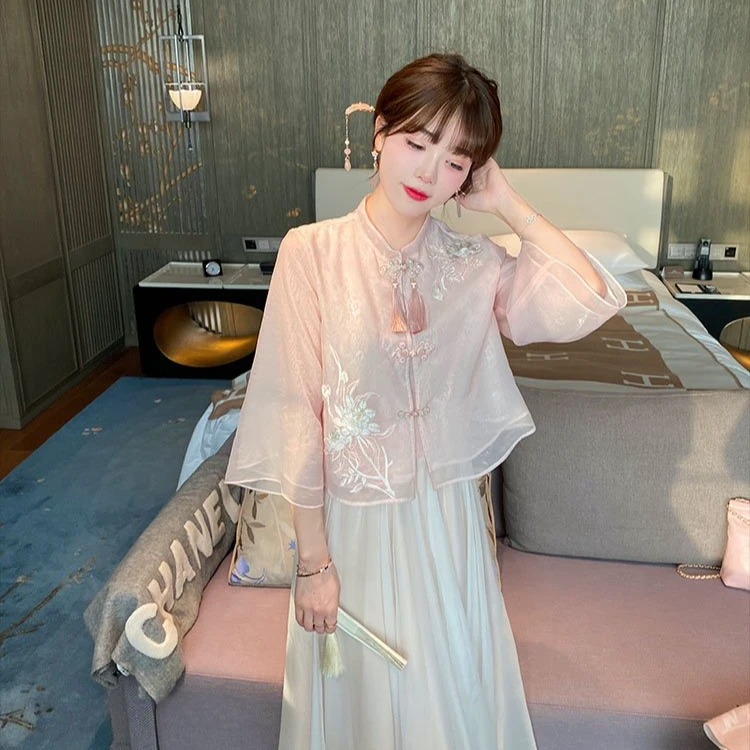 新中式国风改良旗袍女茶服古风连衣裙仙女裙套装汉服夏季2323