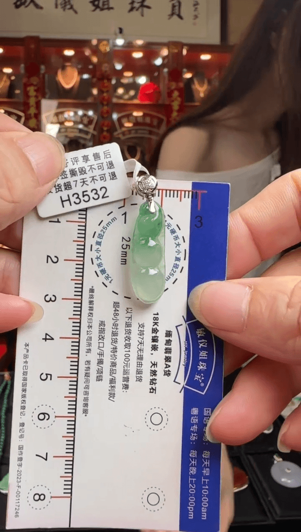 【闪购商品】翡翠挂件18K金镶嵌H3532富贵豆
