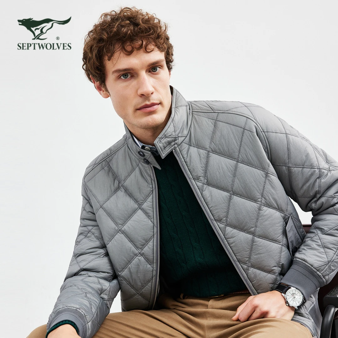 七匹狼男装立领棉夹克秋冬保暖轻薄时尚男士休闲男款舒适冬季经典