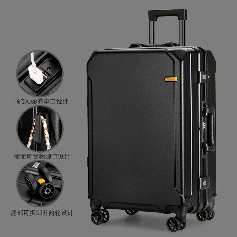 行李箱新款铝框旅行箱加厚男学生密码拉杆箱大容量静音万向轮皮箱