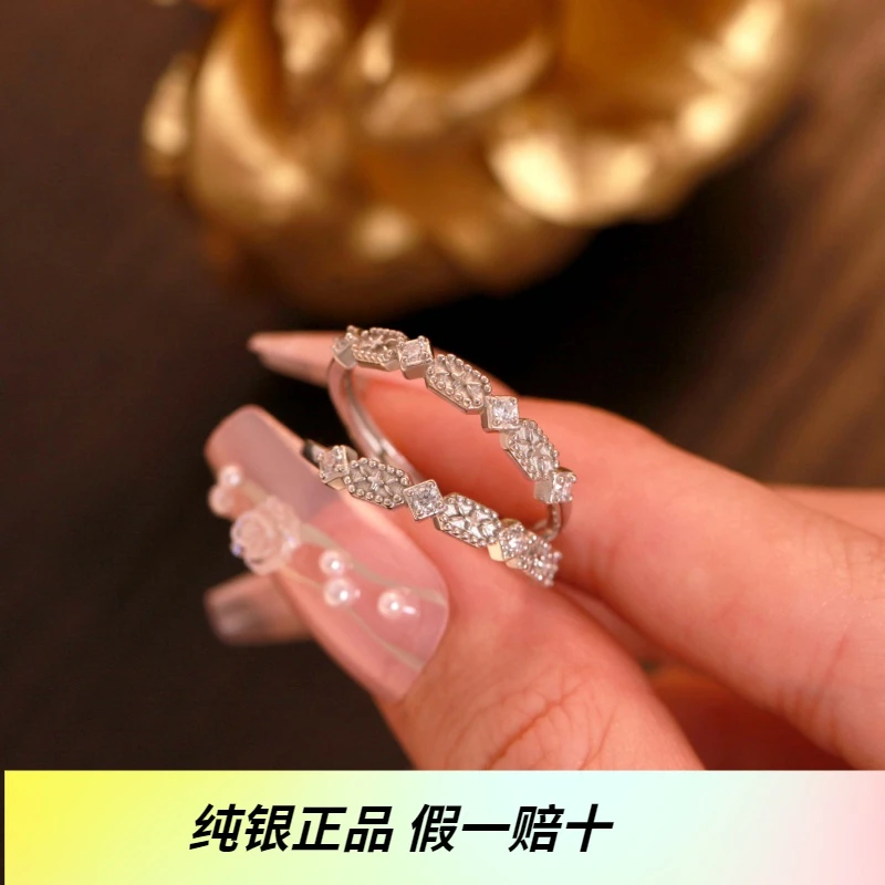 足银戒指 S999足银情侣戒指爱的救赎男女小众设计轻奢款戒环七夕