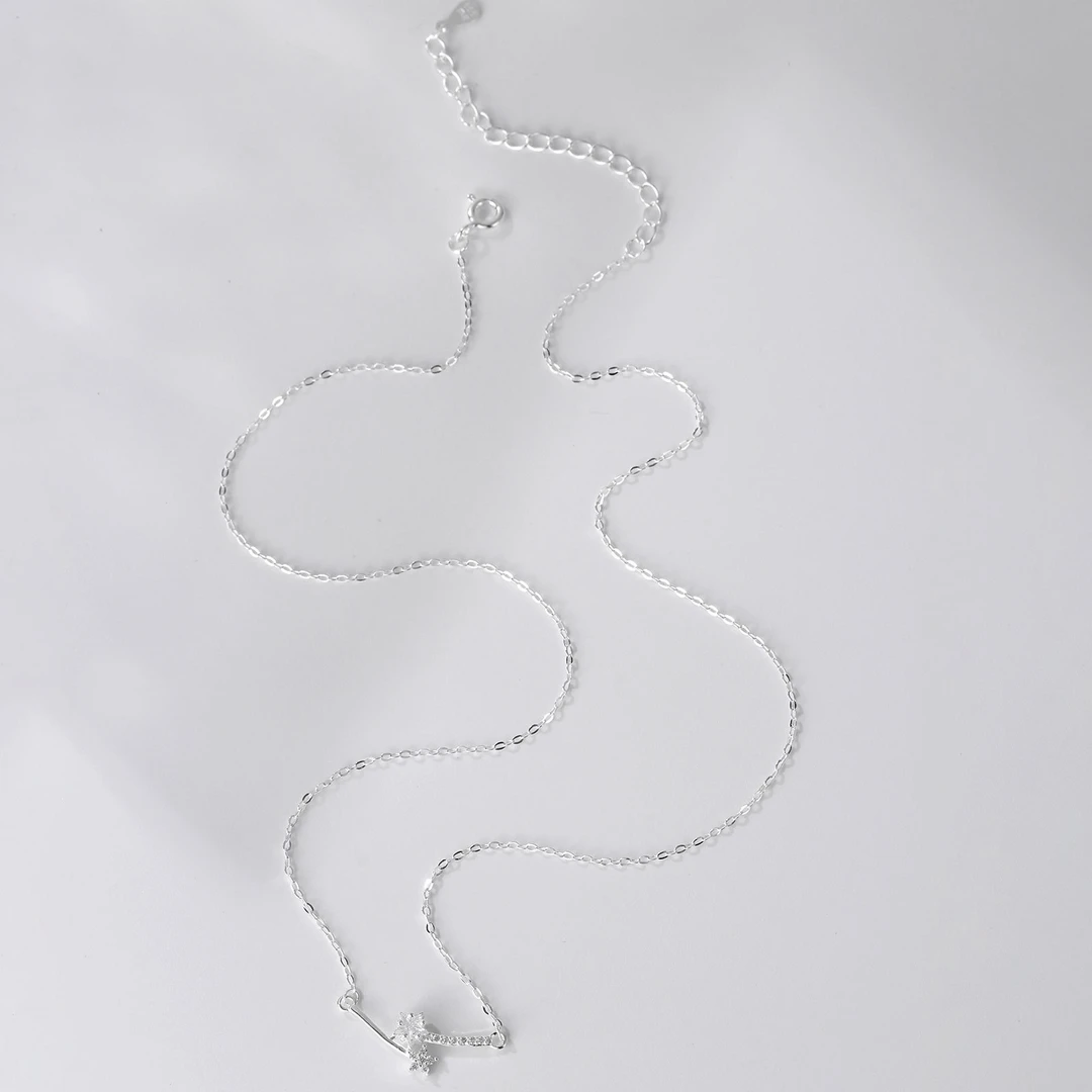 S999纯银流星雨项链女时尚轻奢小众高级设计感锁骨链