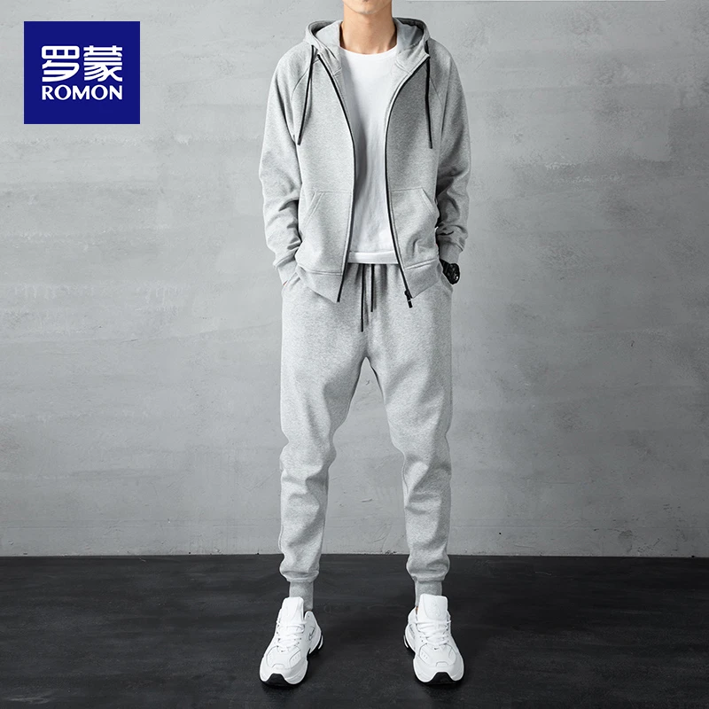 罗蒙2025春秋季开衫卫衣休闲裤两件套男士时尚高端帅气运动套装男