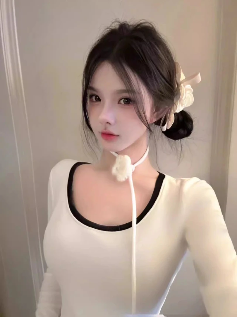 夏媛原创 高级羊绒 2024冬季新款修身网红长袖长袖百搭T恤