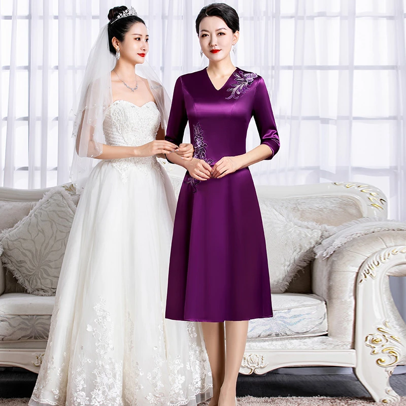 5199喜婆婆婚宴礼服连衣裙绣花小个子平时穿春夏大码中老年妈妈装