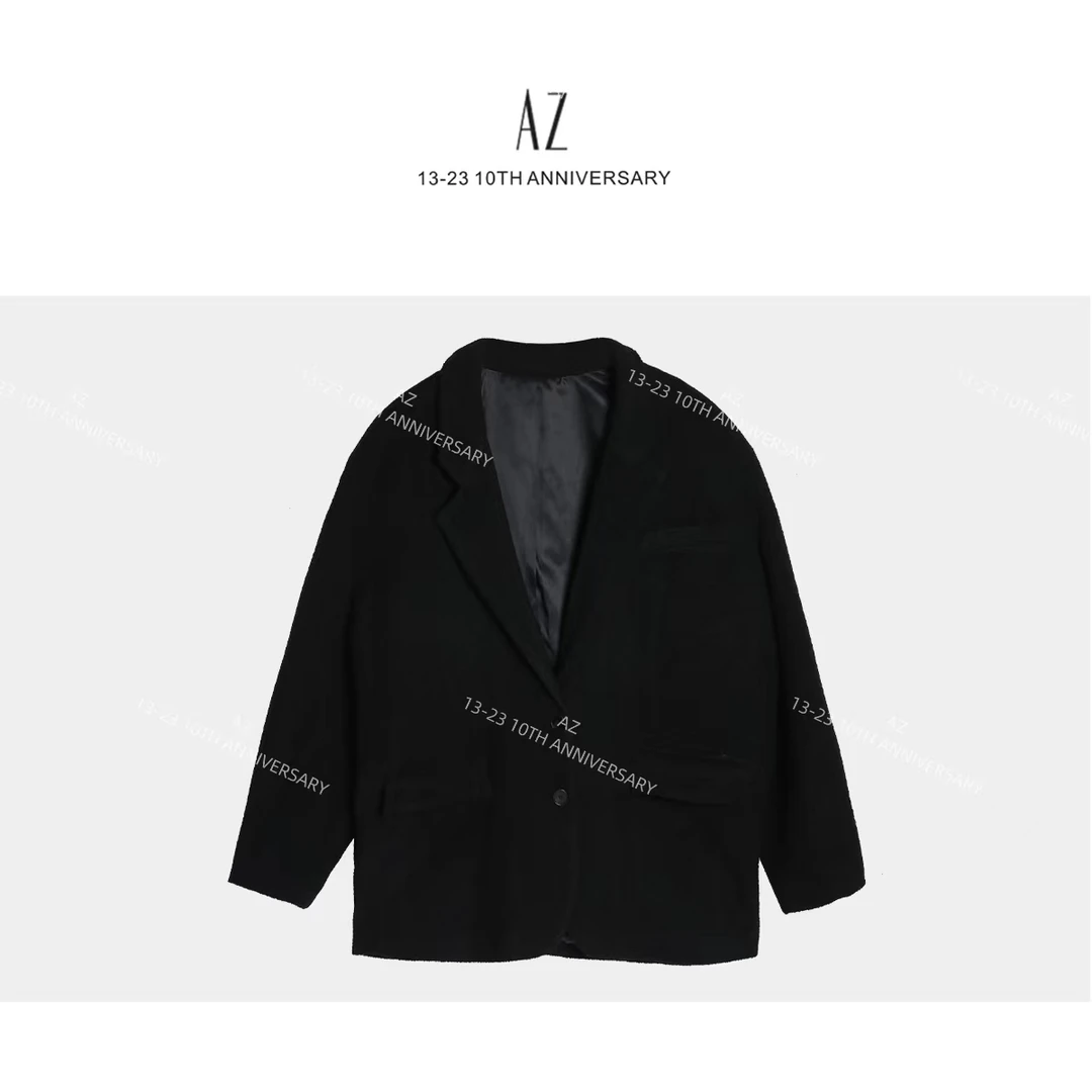 Q  老钱羊毛黑西装大衣（人手一件万年不过时） 圆圆家 wl68x