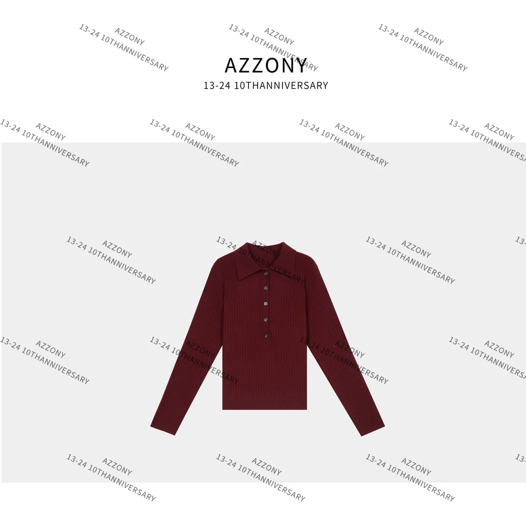 AZQ YYL 梅子色polo毛衣 SH91020