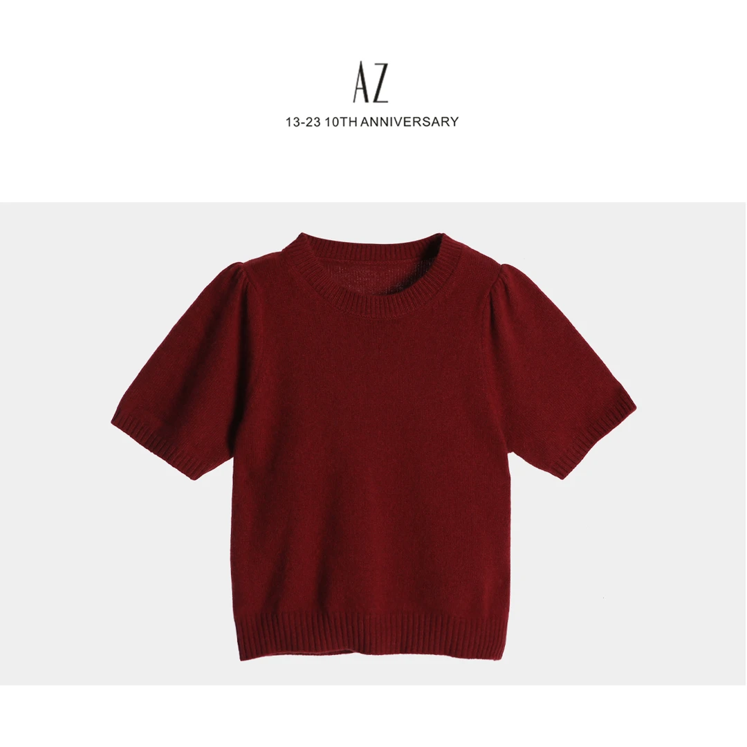 Q泡泡袖红毛衣短袖 圆圆家NEW秋款-M8272