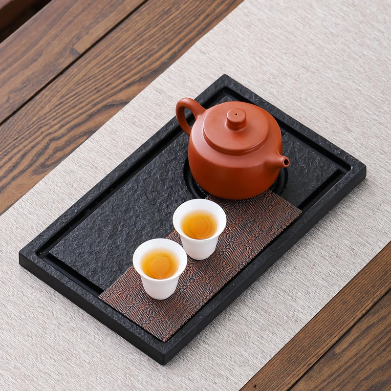 小物居乌金石家用耐高温石茶盘小型干泡台简约天然茶盘干泡台茶盘