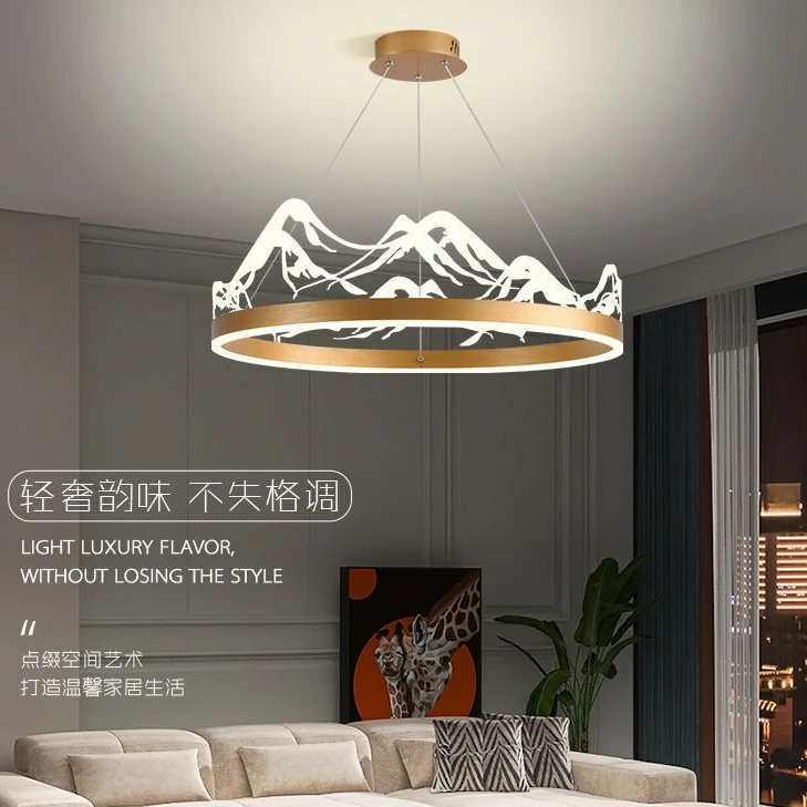 客厅大吊灯轻奢现代简约圆环复式楼创意雪山北欧灯具灯饰2025新款
