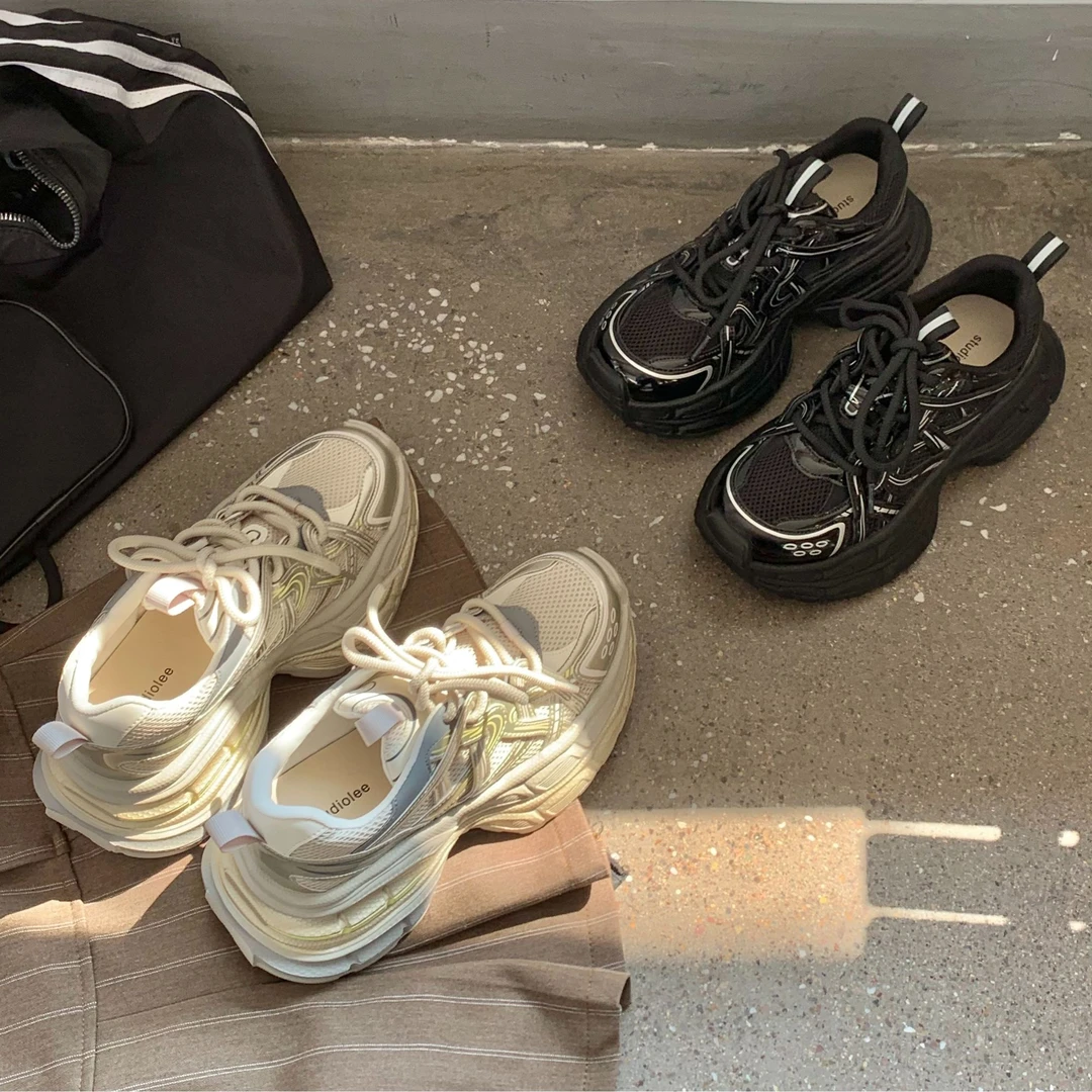 【5折】葡萄妈studiolee 透气网面厚底增高休闲运动老爹鞋女