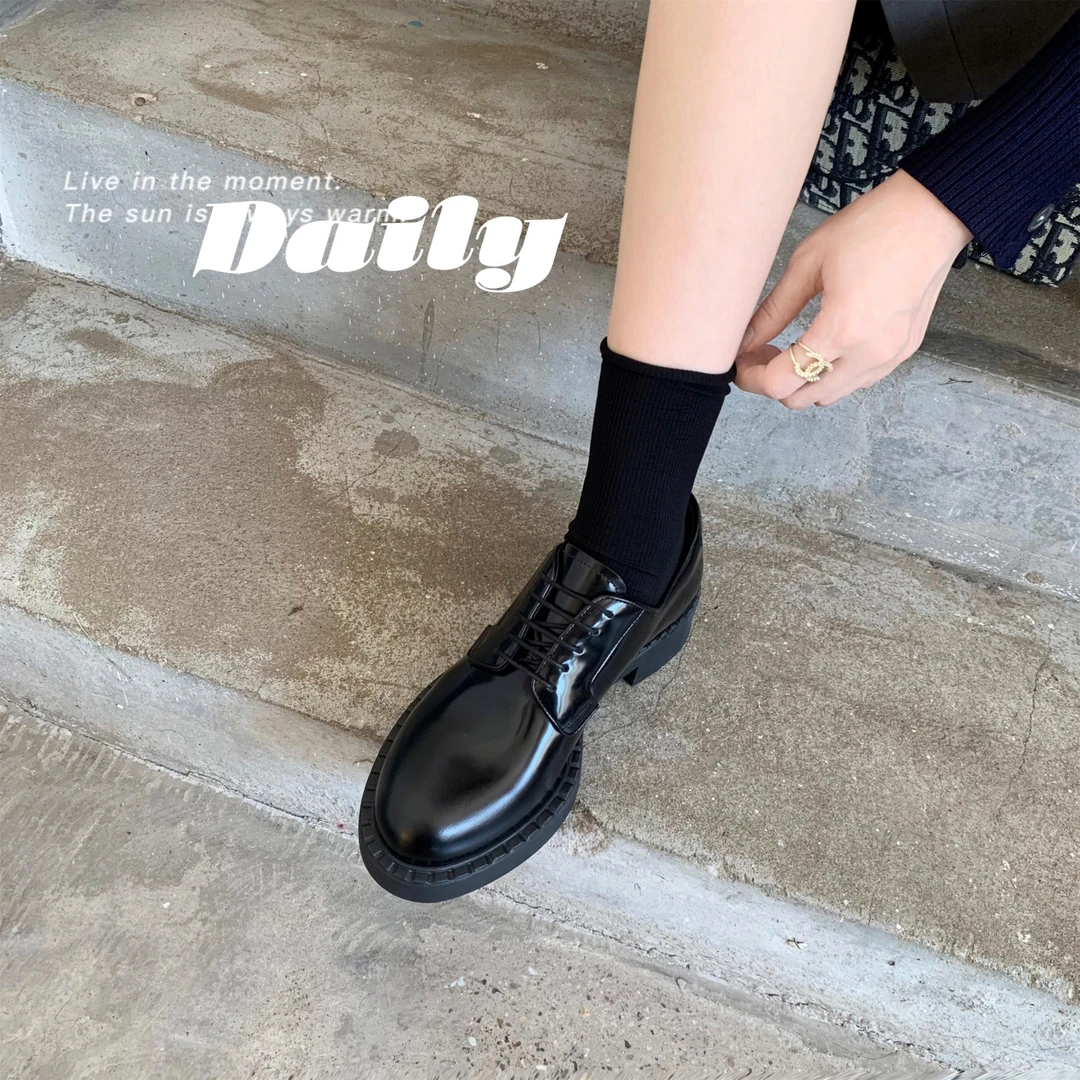 今晚浮力款！葡萄妈Studiolee 英伦风系带圆头牛津鞋厚底小皮鞋女