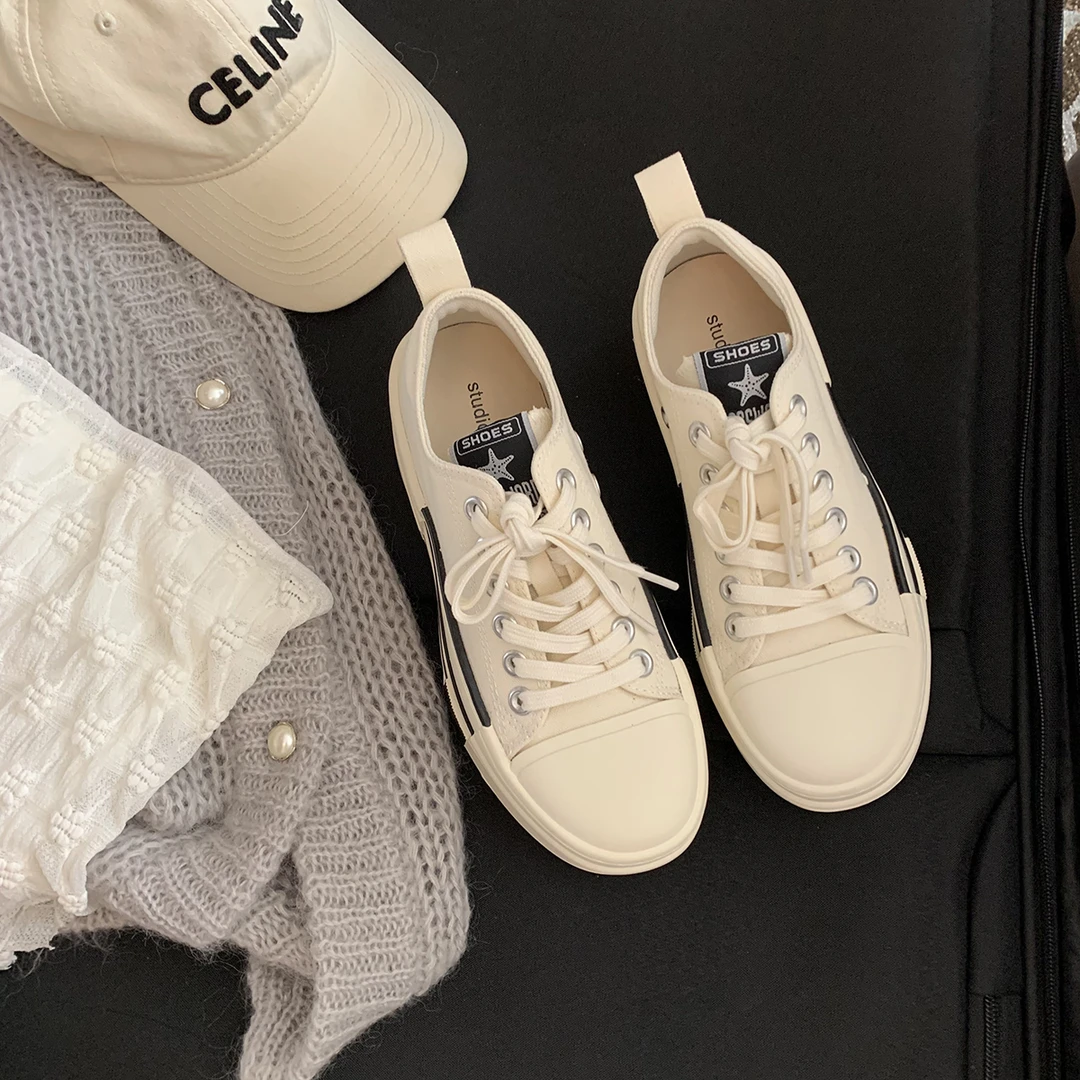 【晚场福利款】葡萄妈studiolee 2025新款减龄圆头增高厚底休闲帆布