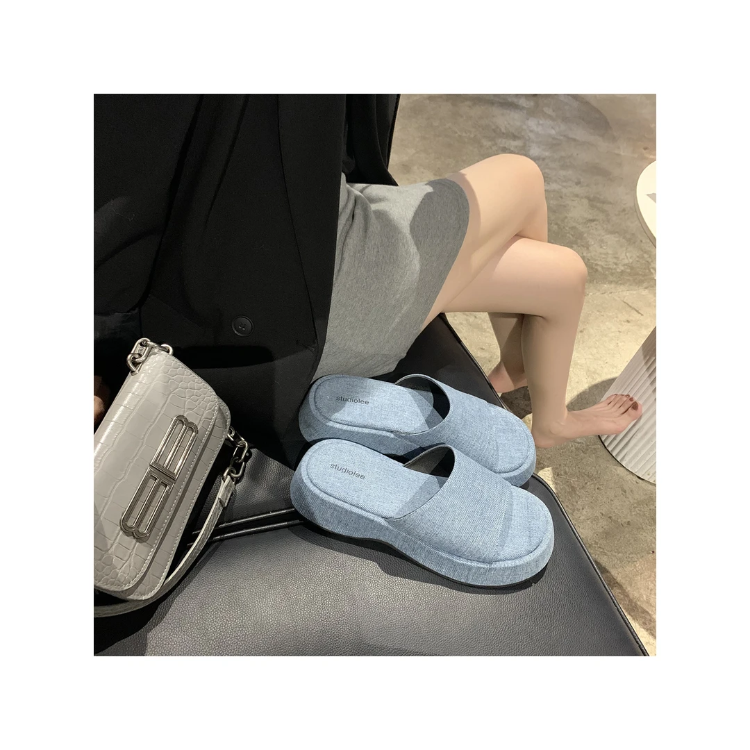 【5折清仓款】葡萄妈studiolee时尚圆头厚底一脚蹬凉拖鞋女夏外穿