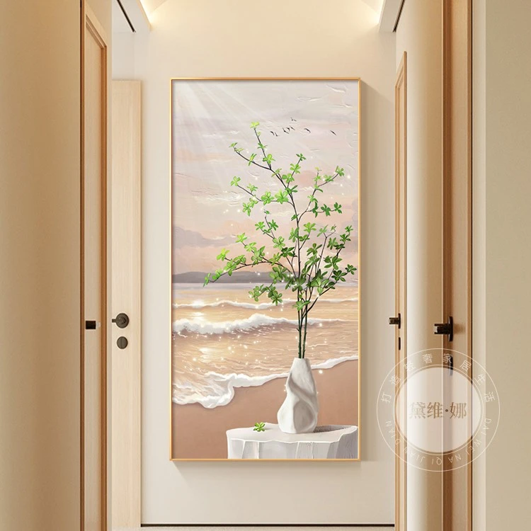 黛维·娜奶油风入户玄关装饰画现代轻奢高档绿植走廊过道墙壁挂画