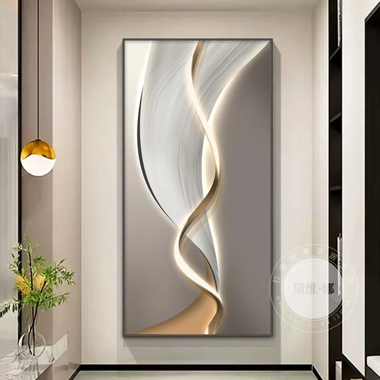 黛维·娜轻奢玄关装饰画正对入户门现代简约高档艺术走廊过道挂画