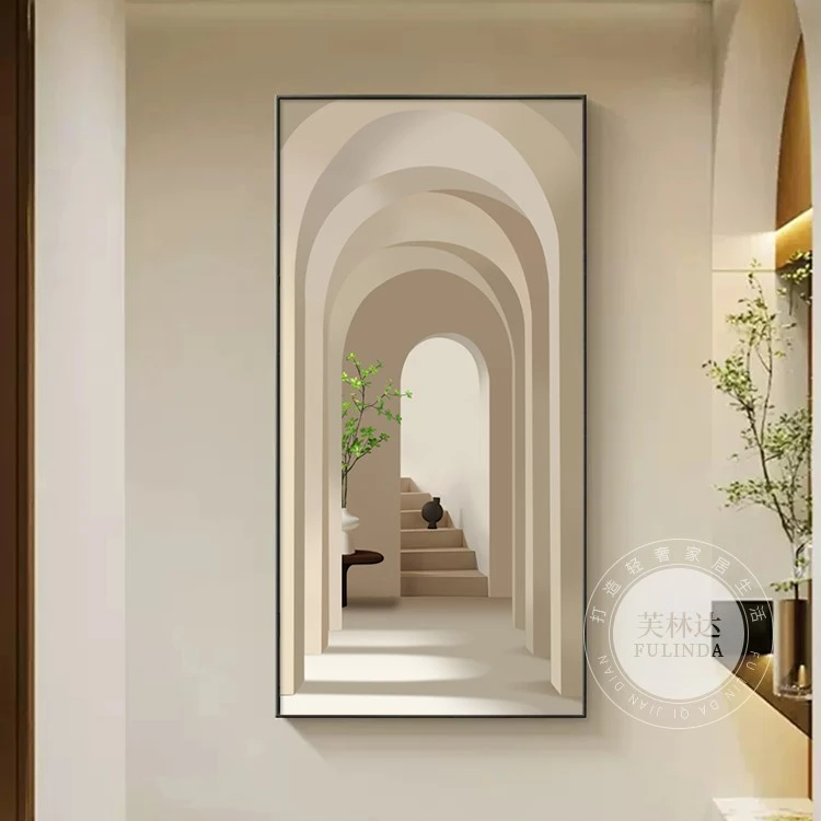 黛维·娜现代简约入户正对门玄关装饰画轻奢空间延伸走廊过道挂画