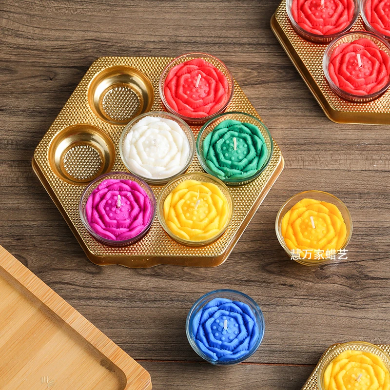 莲花酥油灯喜庆节日家用蜡烛粒无烟无异味寺院庆典专用荷花长明灯