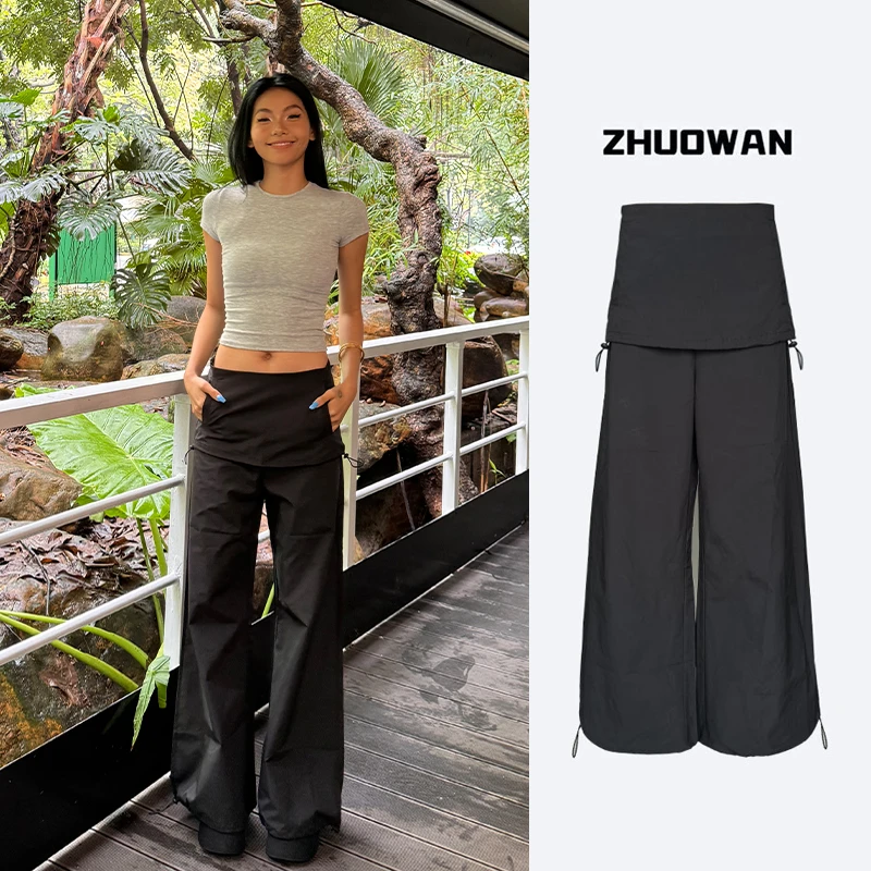 ZHUOWAN 阔腿伞兵工装裤
