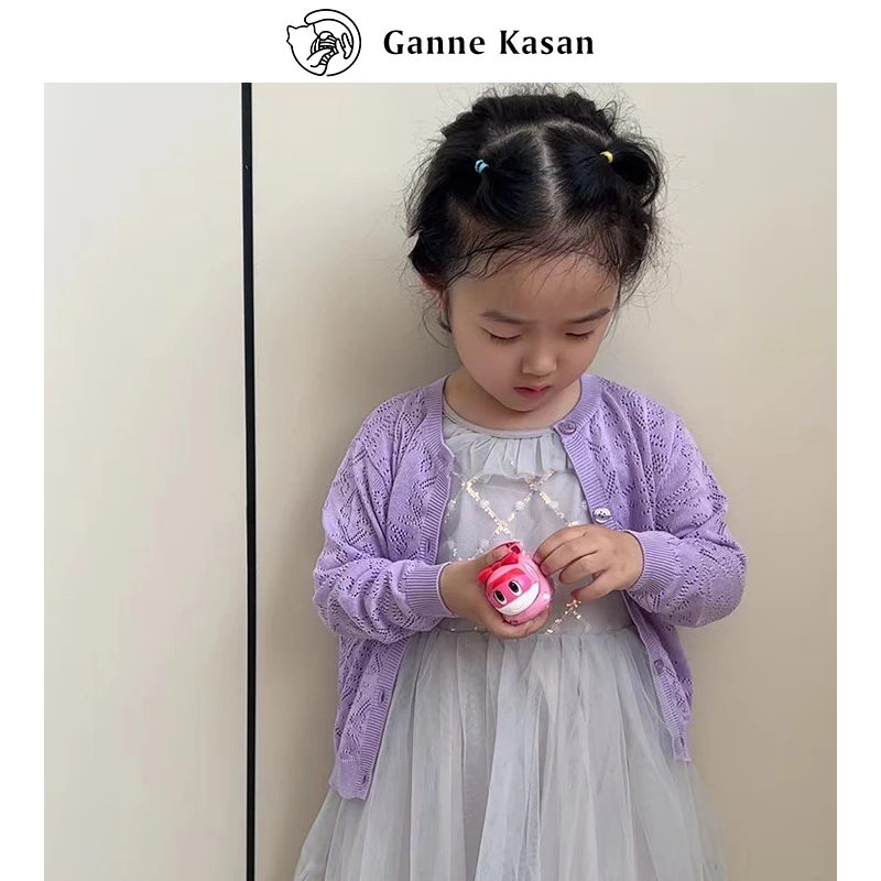 夏季防晒服宝宝镂空设计空调服重工简约针织儿童气质长袖时尚百搭