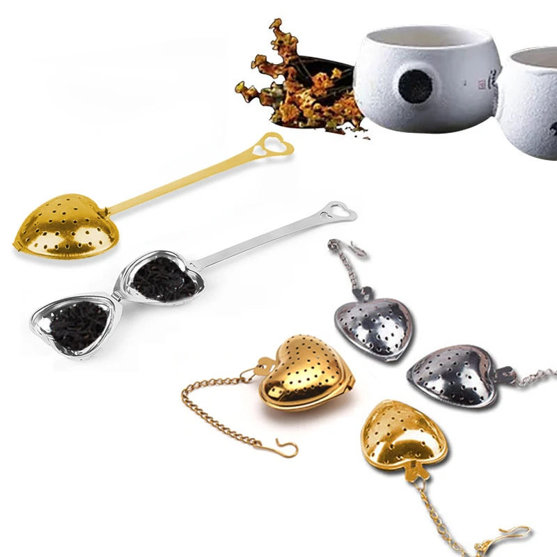 茶漏泡茶茶漏过滤器茶滤茶叶过滤器不锈钢带手柄心形耐高温滤茶勺