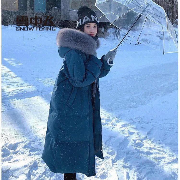 雪中飞绒服2023年反季清仓羽绒服女中长款韩版洋气宽松过膝显瘦