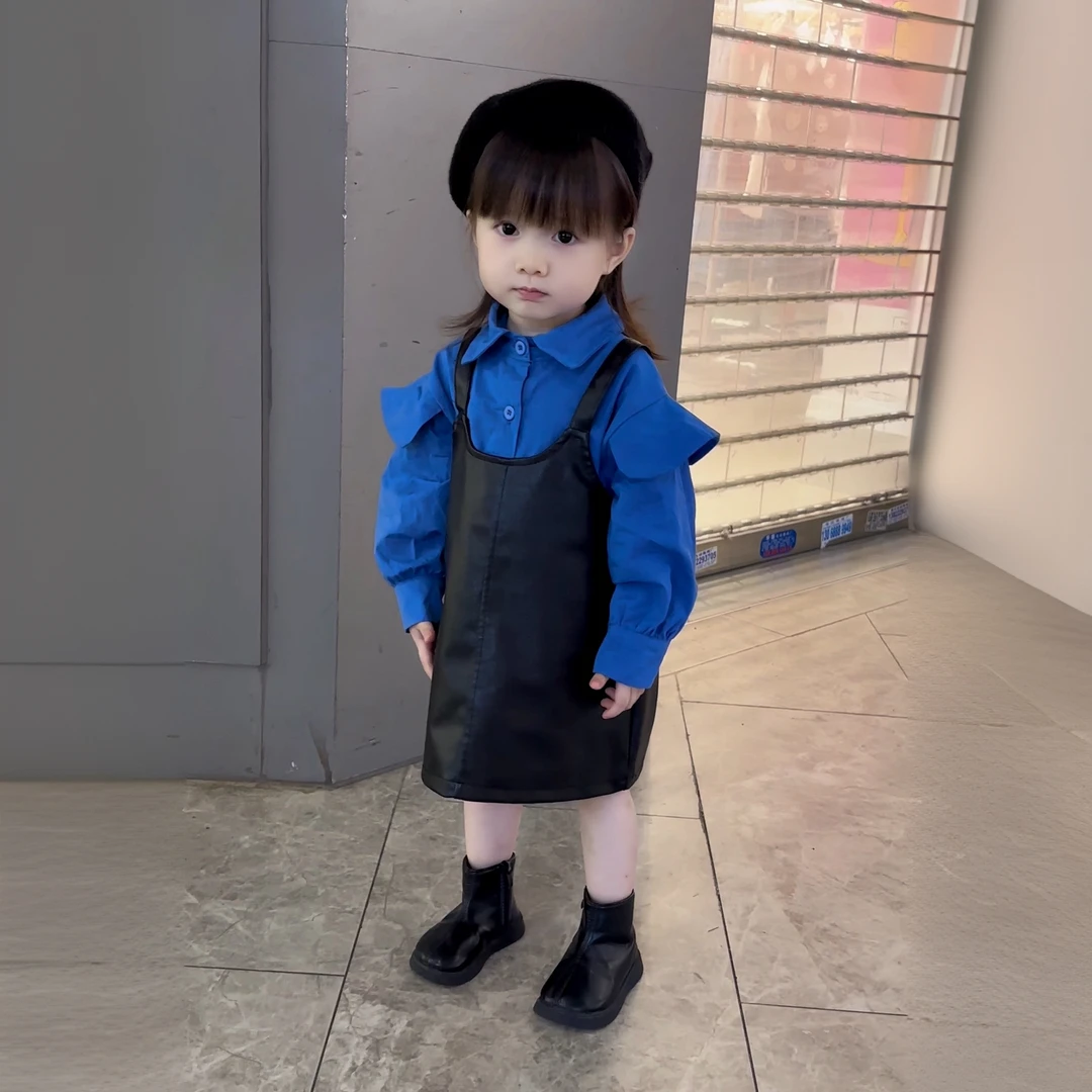 女童秋装套装新款韩版洋气小女孩两件套棉质衬衫中小童秋季裙子