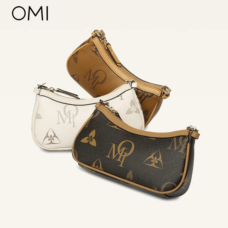 OMI/欧米经典时尚百搭女士单肩腋下包印花耐磨休闲肩包迷你麻将包