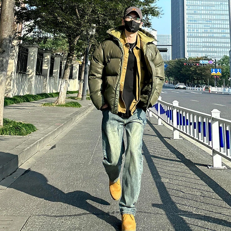 美式复古cleanfit裤子高街秋冬水泥烟灰色牛仔裤男修身显瘦直筒裤