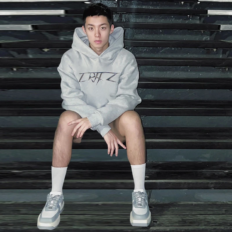 街头风ins潮牌创意设计感图案印花连帽卫衣男秋冬款oversize外套