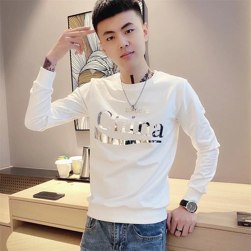 春秋卫衣男潮牌ins百搭修身长袖T恤2025新款男装上衣男士打底衫