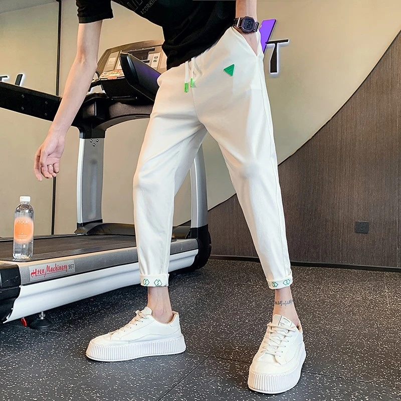 裤子男士夏季薄款休闲裤ins潮牌高级感痞帅网红九分裤修身小脚裤