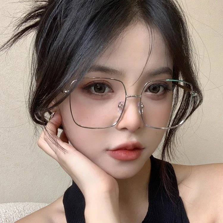 斯文纯欲金丝边框眼镜女大框方框近视显脸小细框大脸显瘦眼镜框女