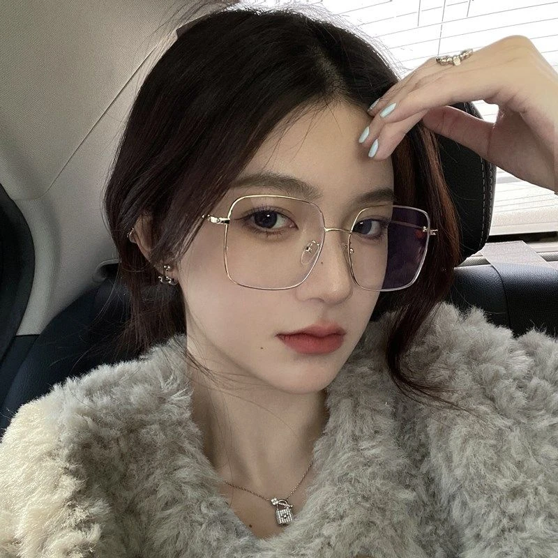 大框眼镜近视可配度数圆脸显瘦韩版潮防蓝光辐射金丝边护目平光镜