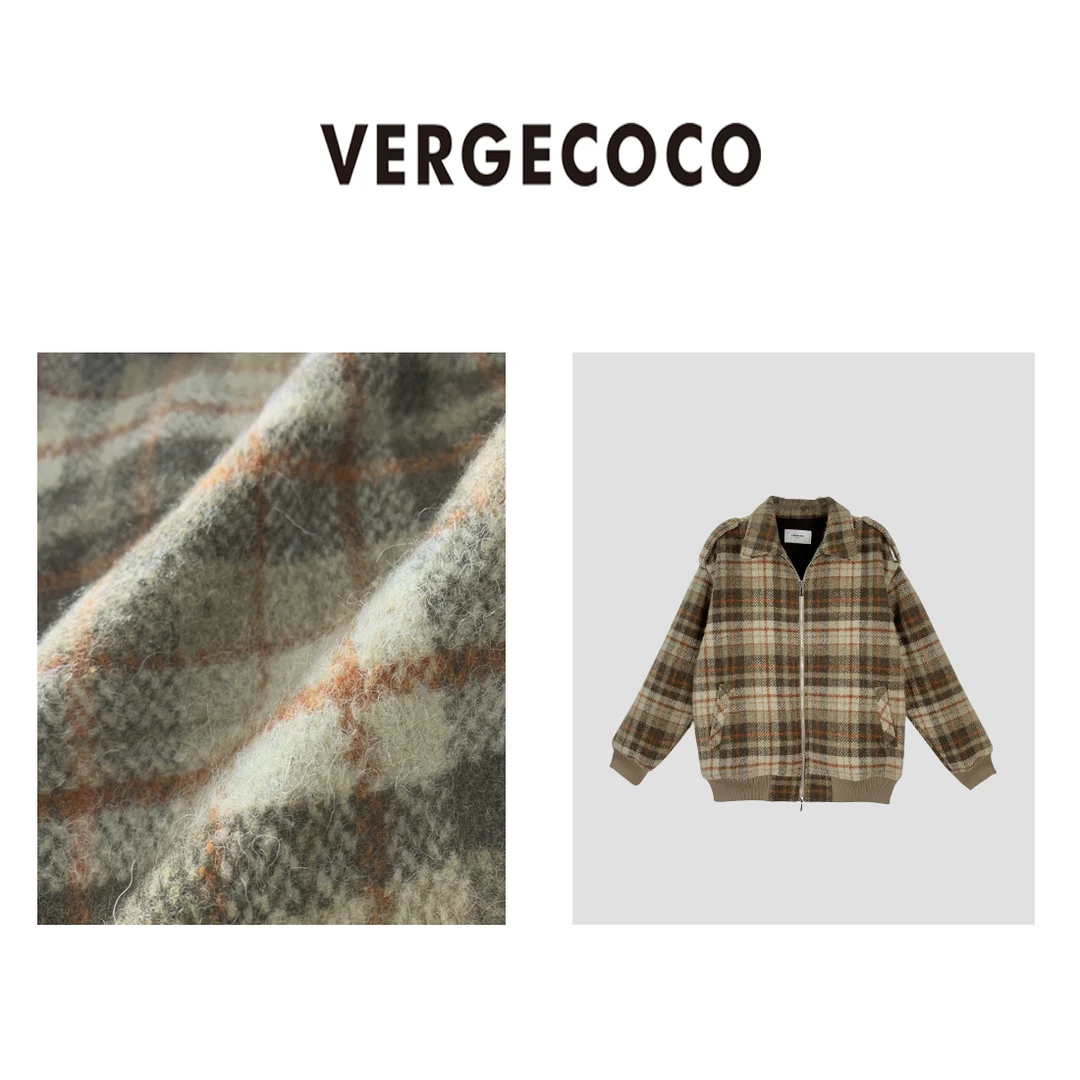 VERGECOCO 格子羊毛毛呢拉链款翻领外套23V2W5390