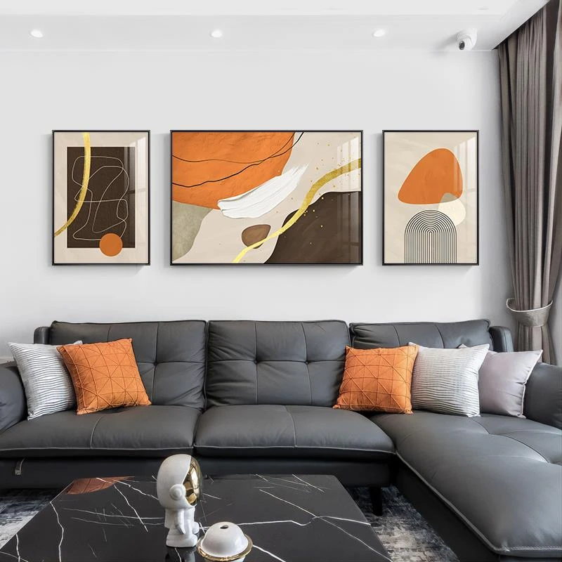 简约现代客厅沙发背景墙装饰画三联轻奢抽象壁画北欧墙壁挂画墙画