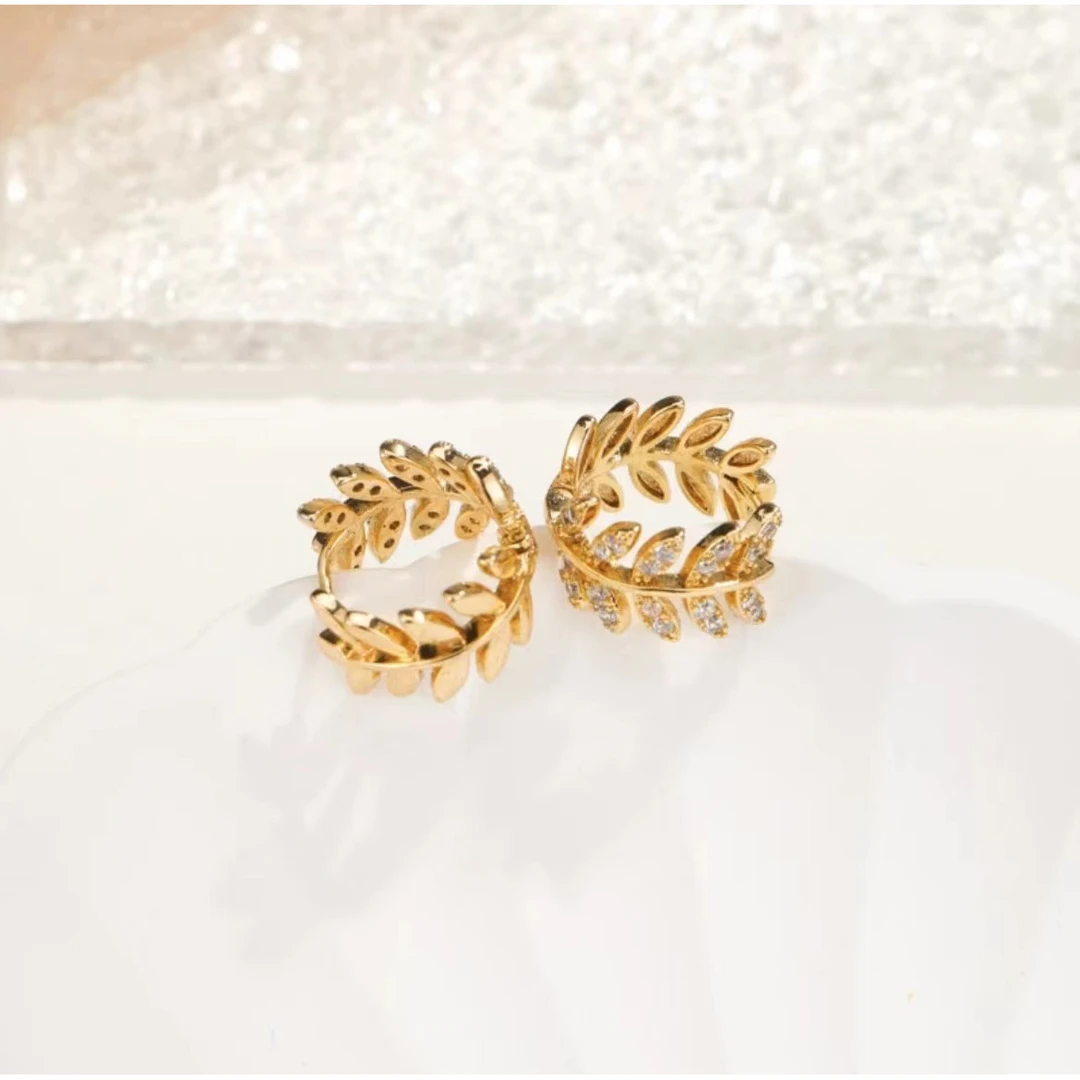 铜合金莫桑石耳饰 0132《金色麦穗》金色丰收麦穗百搭耳饰