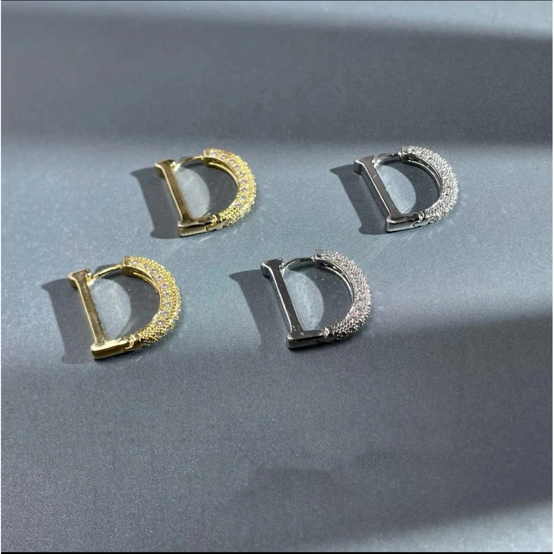 铜合金莫桑石耳饰 0127《D大调》经典大D满镶百搭耳饰