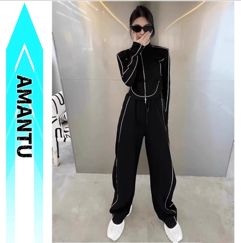美式早秋运动服套装女秋新款休闲韩版显瘦穿搭卫衣阔腿裤套装128.