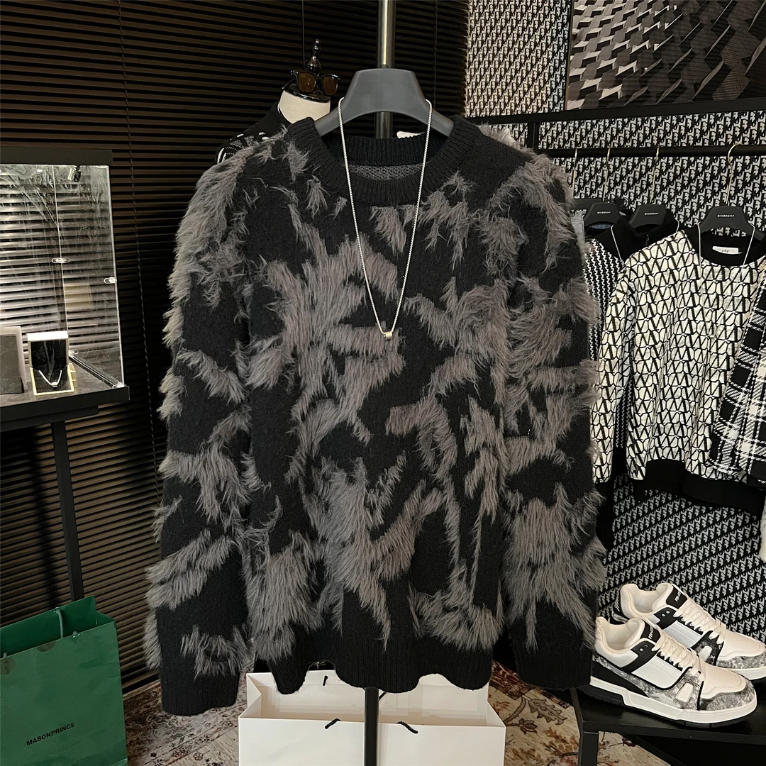 【XGORAD】原创设计霜降雪影流苏绒加厚重磅毛衣保暖厚实男长袖上衣