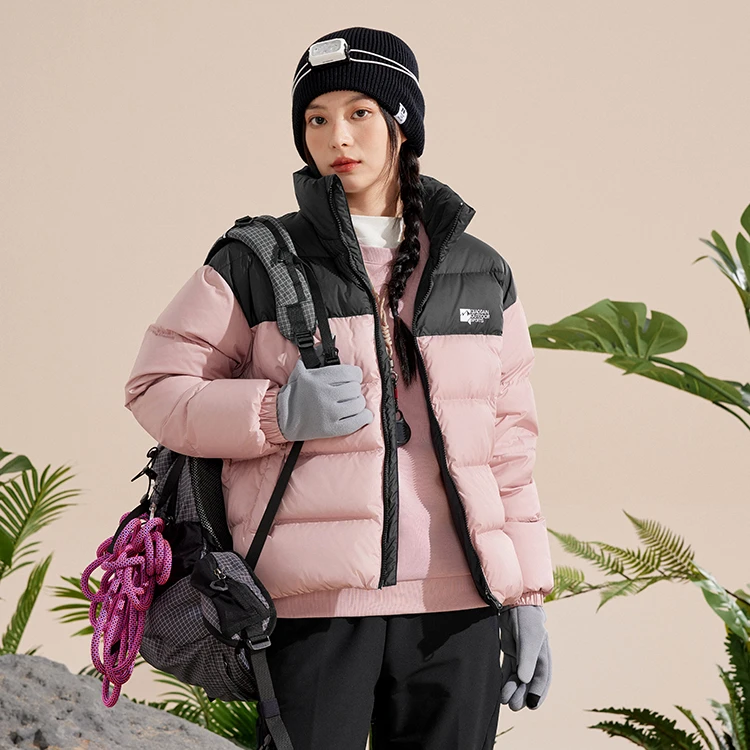 乔丹羽绒服女士短款2024冬季保暖防风户外休闲立领加厚外套上衣