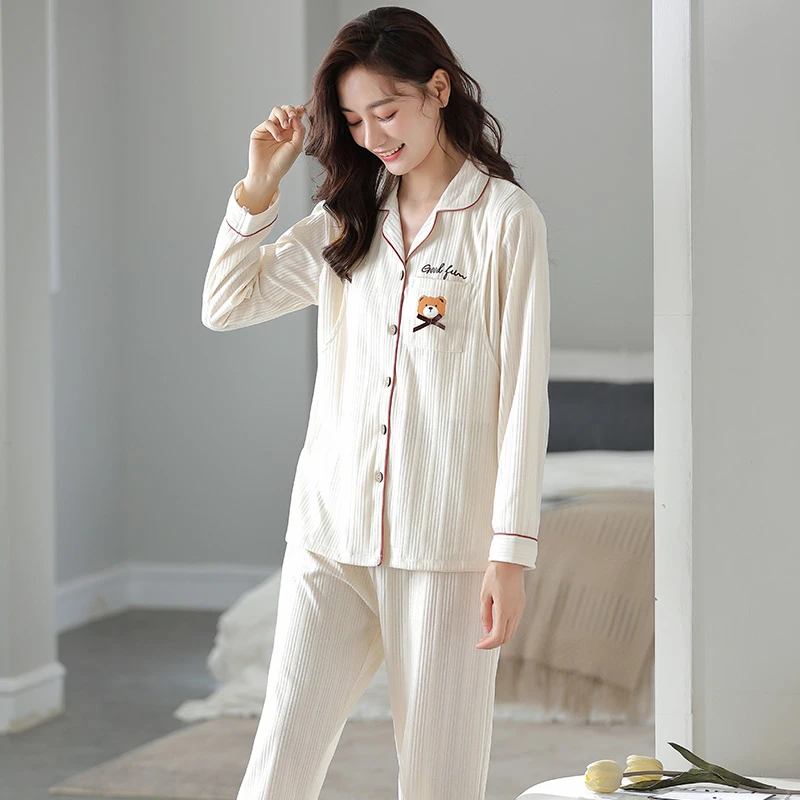 婧麒孕妇产后家居月子服哺乳款怀孕喂奶期专长袖秋冬款家居服套装