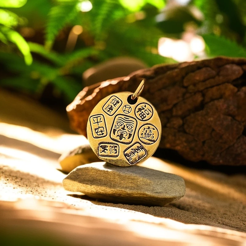 电黑工艺足金复古扎基拉姆时尚个性男女通戴吉言黄金吊坠(不含链)