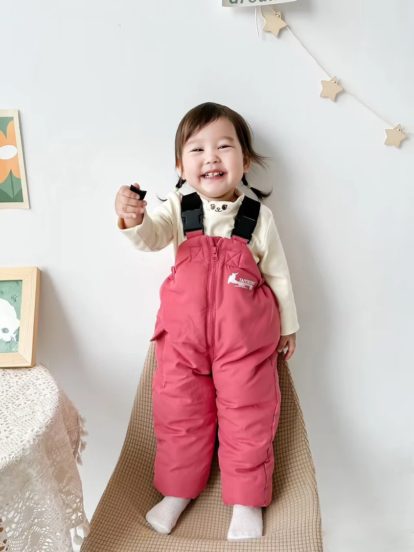 儿童棉裤男女童宝宝背带裤外穿婴幼儿加绒加厚保暖滑雪裤子冬