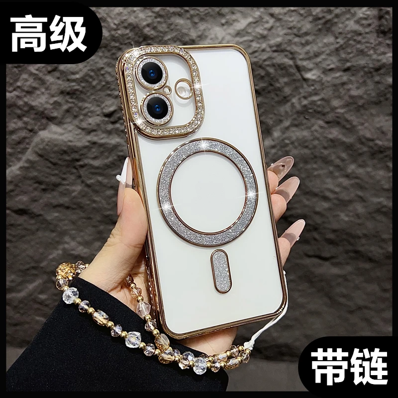 适用iphone16手机壳新款女苹果15promax全包镜头14硅胶透明带绳13