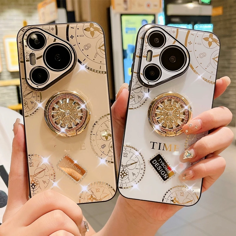 华为pura70pro+手机壳女款网红带挂绳挂脖ultra奢华时尚支架水钻