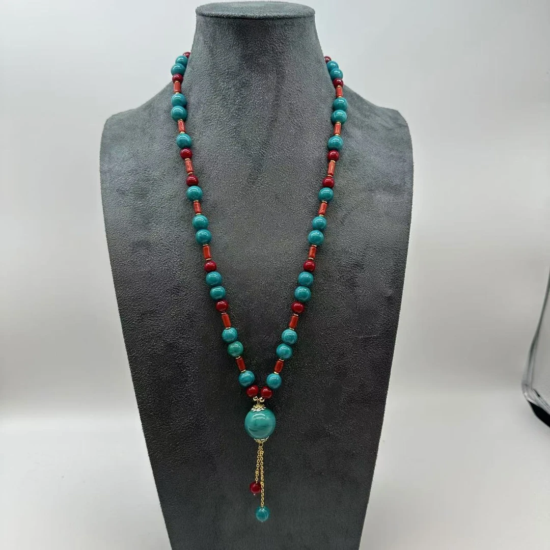 合金项链 XB240 10mm孔雀色设计师款琉璃项链