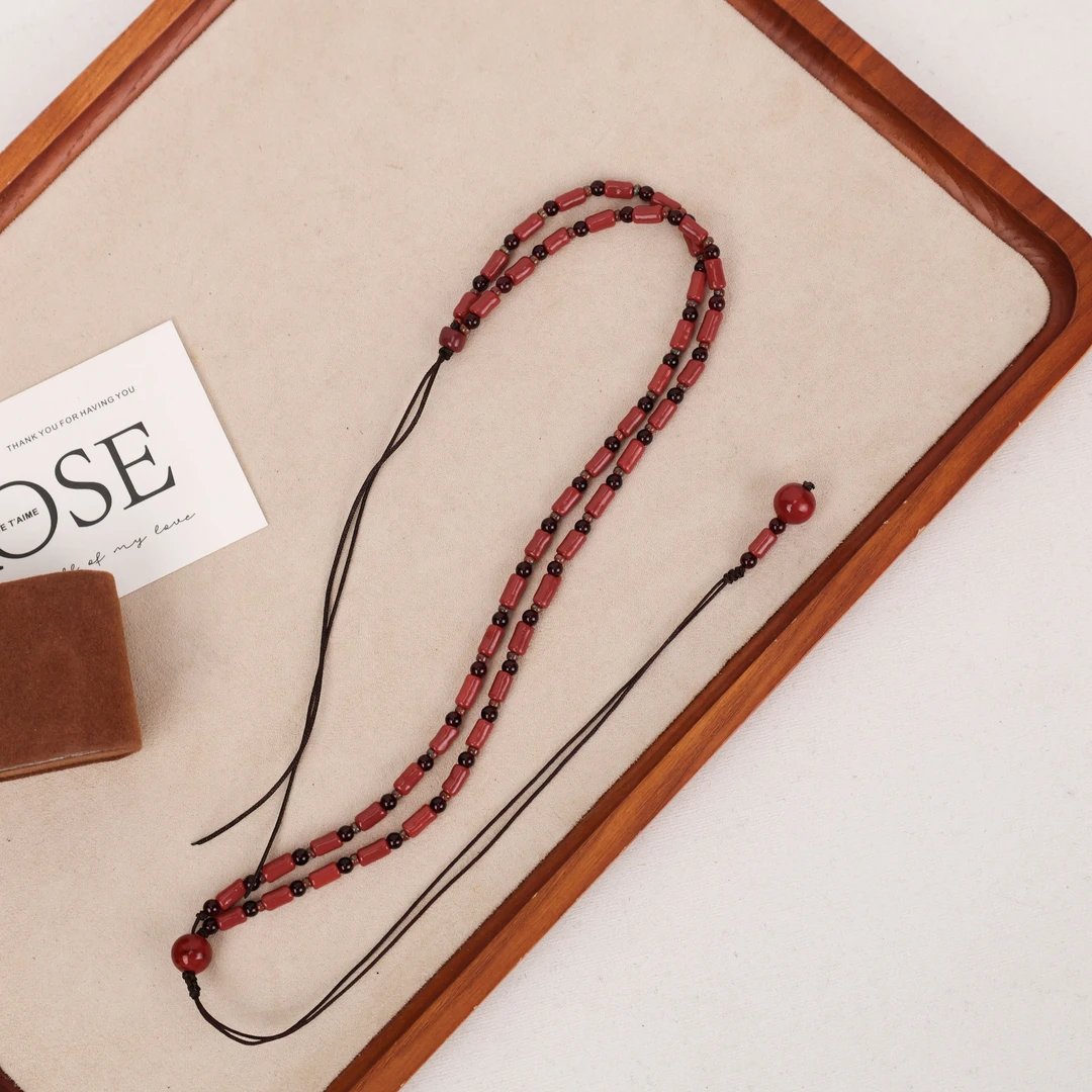 合金项链 NH041 红红搭配绳编项链