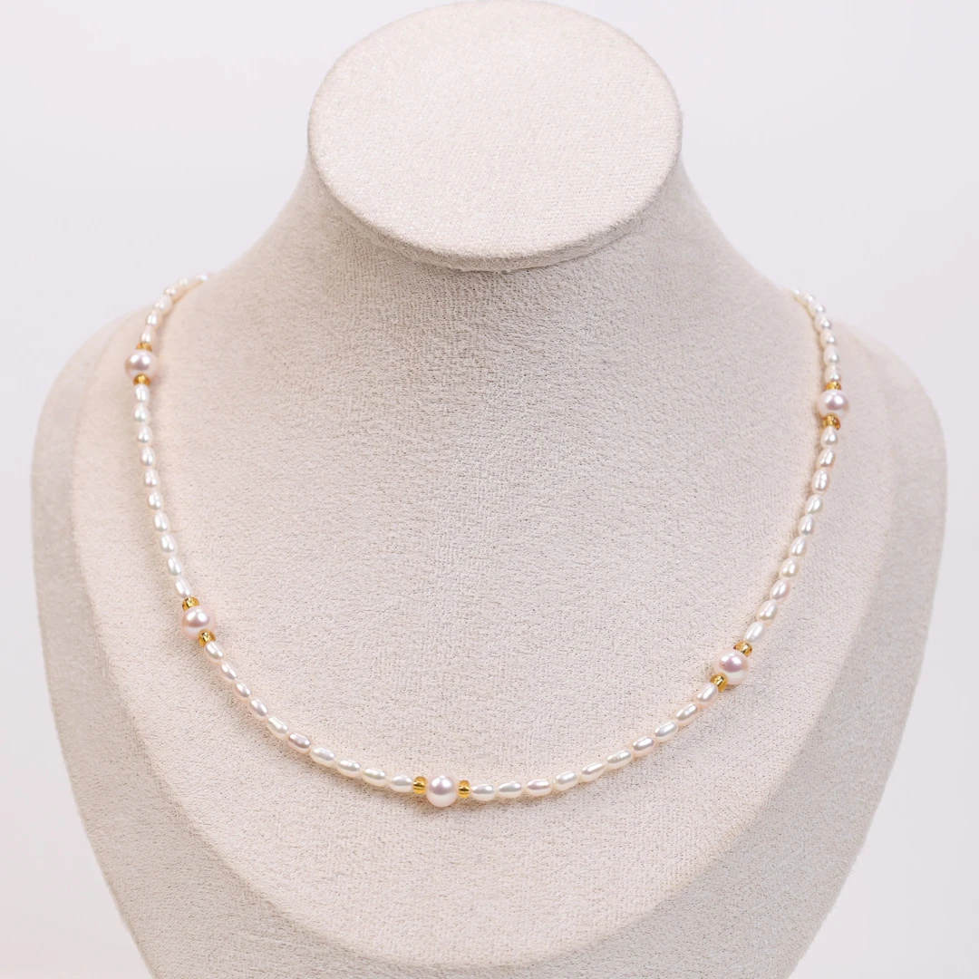 合金项链 LZ1710 白色珠珠2mm-3mmak小灯泡满串项链琉璃